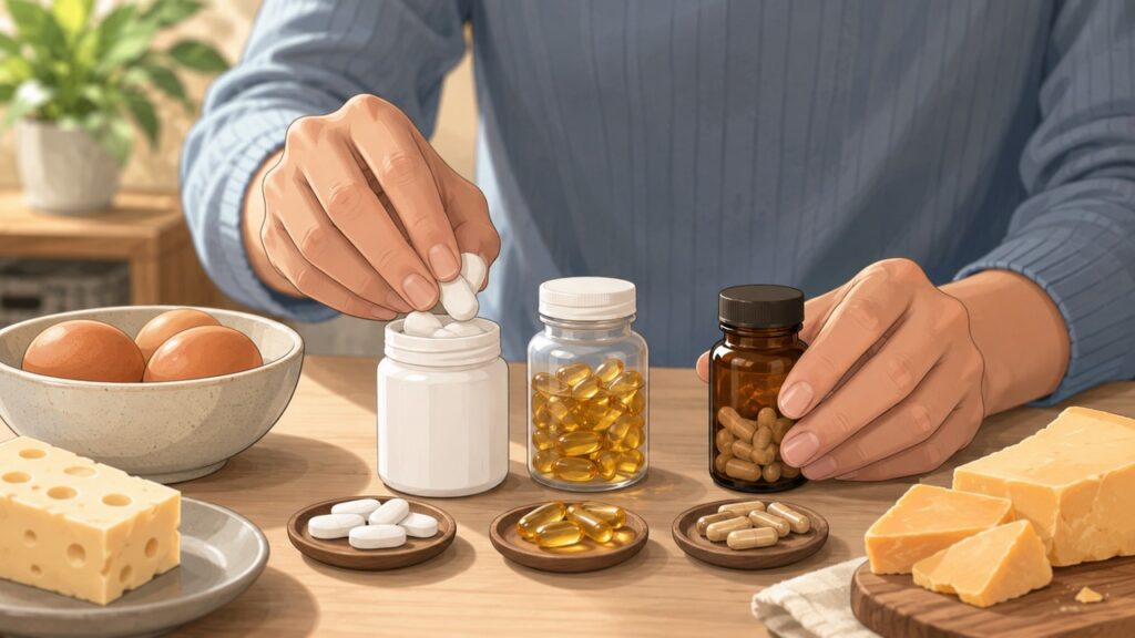 Cálcio, vitamina D e vitamina K2 devem ser avaliados em conjunto no cuidado com a saúde óssea.