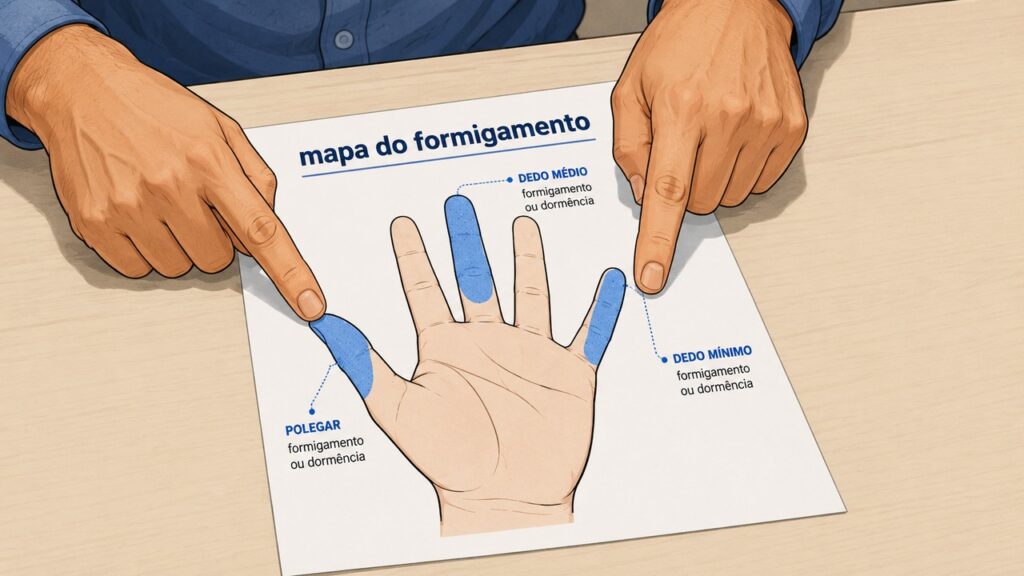A região dos dedos afetados pode orientar a avaliação da dor que irradia do pescoço.