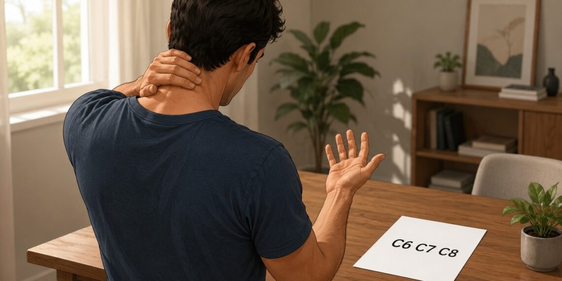 O trajeto da dor cervical até os dedos pode ajudar a suspeitar de compressão nervosa.