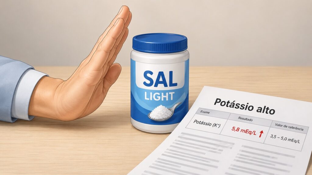 Quem tem risco de potássio alto precisa evitar sal light sem orientação médica.
