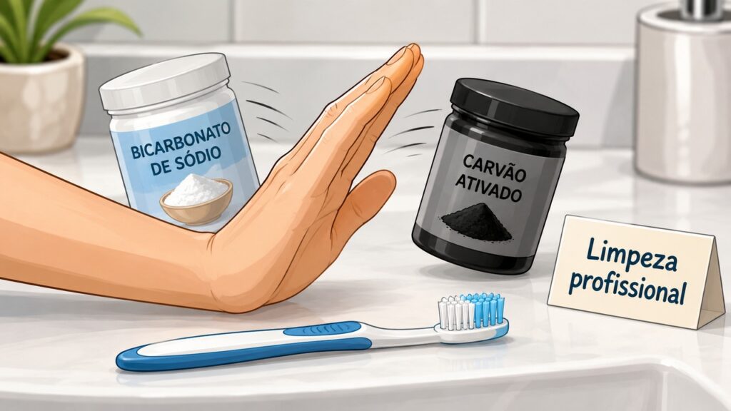 Receitas caseiras não removem tártaro aderido e podem aumentar o risco de danos.