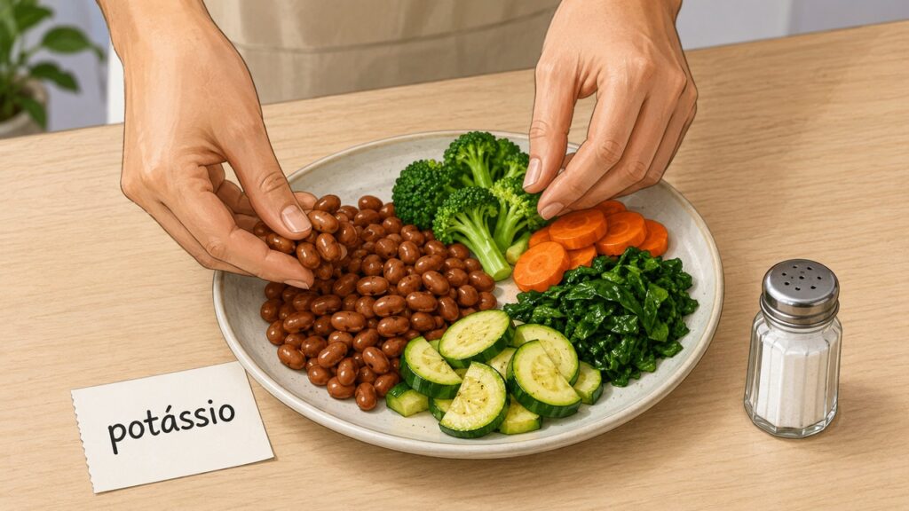 Trocar excesso de sal por alimentos ricos em potássio torna a alimentação mais favorável ao controle da pressão.