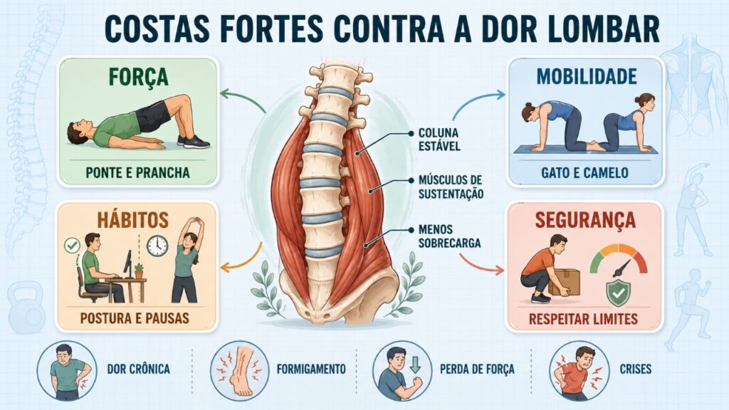 Como fortalecer os músculos das costas naturalmente para aliviar a dor lombar crônica