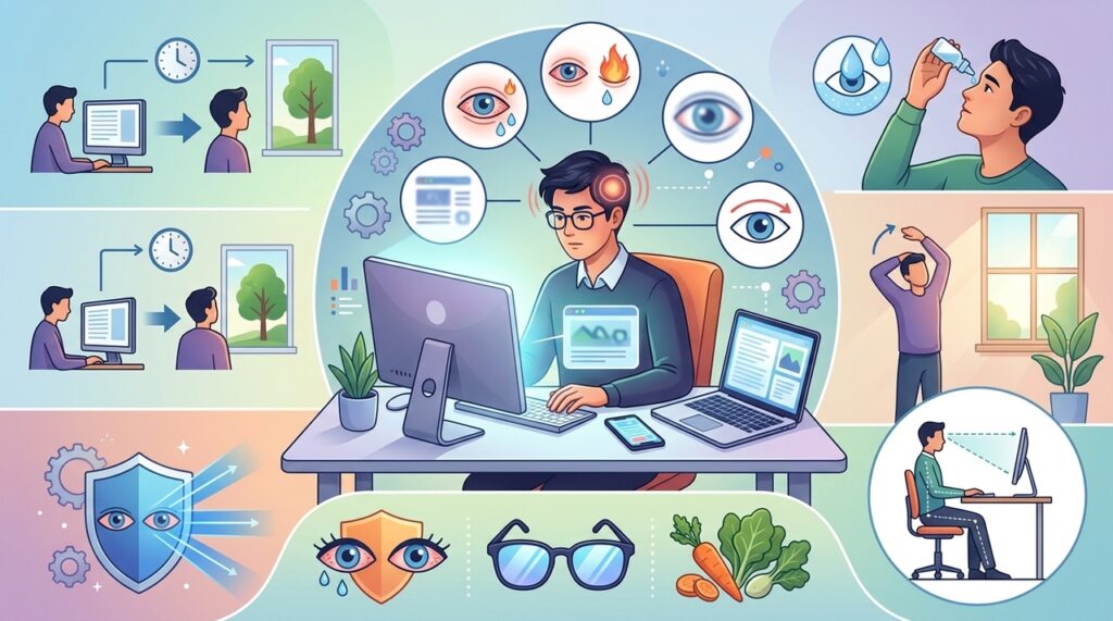 Saúde dos olhos em foco: como passar horas na tela sem pausas afeta você