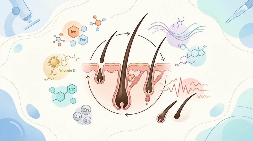 A queda de cabelo não se deve apenas à genética, mas sim a deficiências nutricionais e ao estresse acumulado