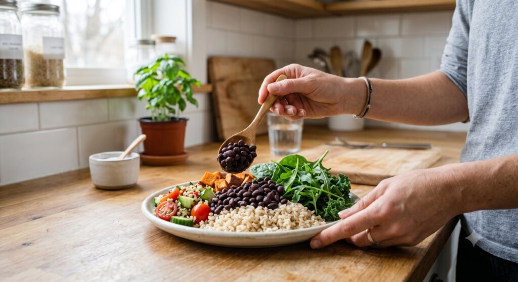 Mais alimentos ricos em potássio e menos sódio favorecem uma rotina alimentar para a pressão.