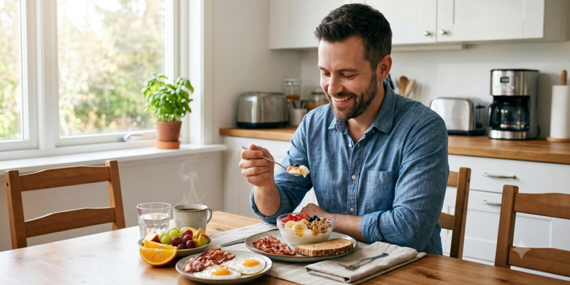 Um café da manhã com proteína pode ajudar a prolongar a saciedade ao longo do dia.