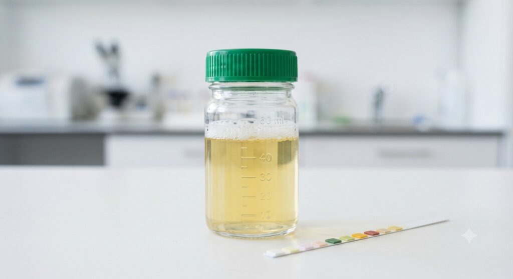A urina espumosa pode indicar perda de proteína e ajudar na investigação de alterações renais.