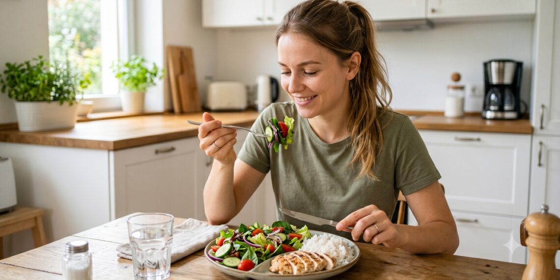 Começar a refeição por vegetais e proteína pode ajudar a suavizar os picos de glicose.