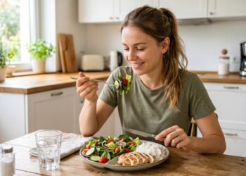 Começar a refeição por vegetais e proteína pode ajudar a suavizar os picos de glicose.