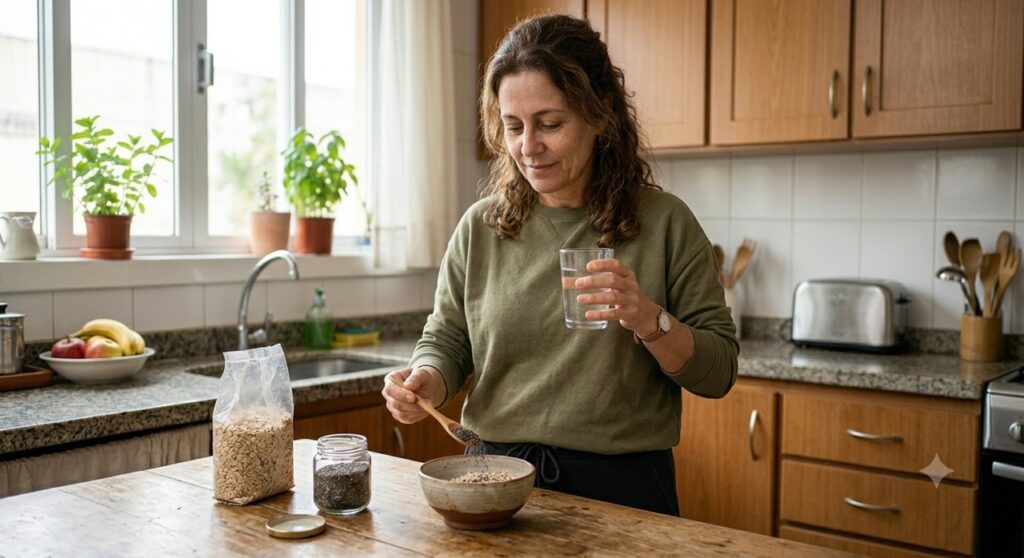 Aumentar fibras aos poucos e beber água ajuda a evitar gases e desconforto intestinal.