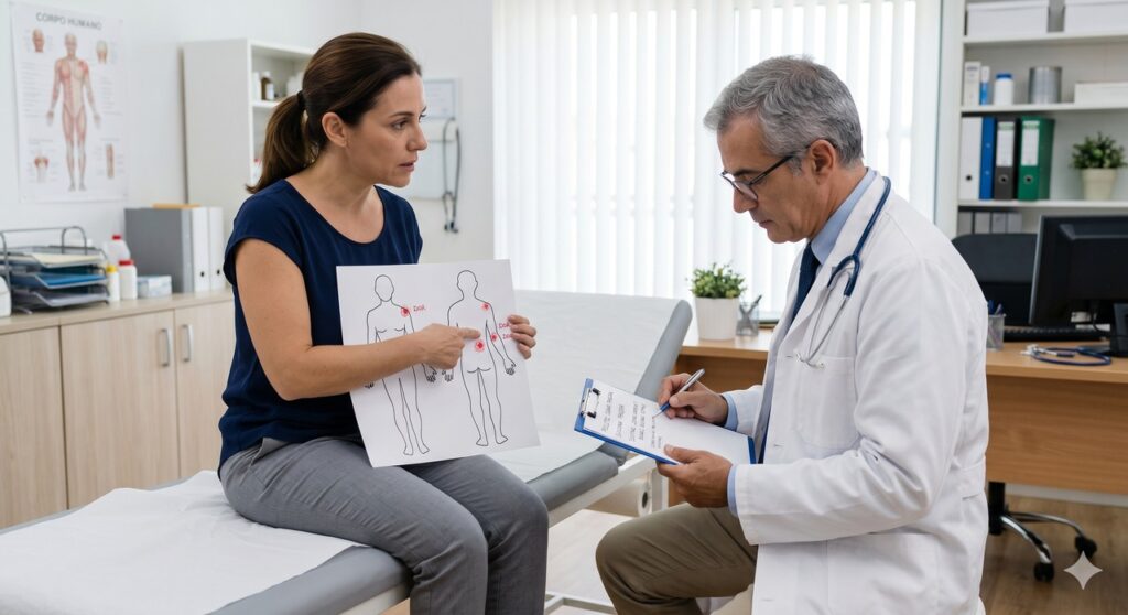 A avaliação dos sintomas ao longo do tempo ajuda a diferenciar fibromialgia de outras causas tratáveis.