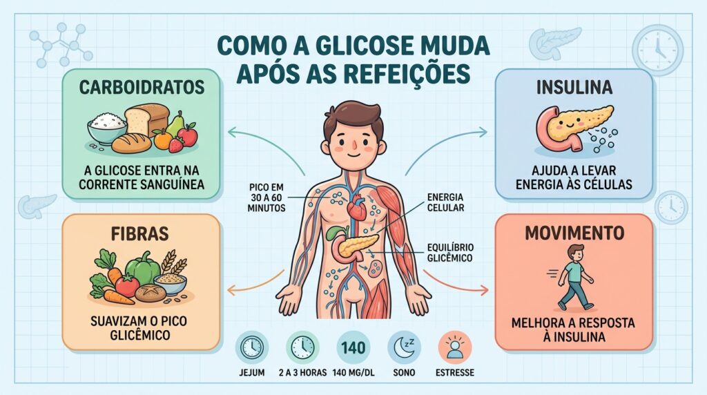 Quatro fatores ajudam a controlar a resposta da glicose ao longo do dia.