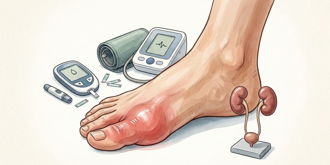 Gota e diabetes podem andar juntos: o elo pouco comentado entre ácido úrico, glicose e inflamação