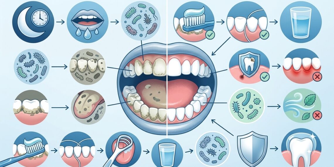 Você deve escovar os dentes antes do café da manhã, porque muitas bactérias se acumulam enquanto dormimos