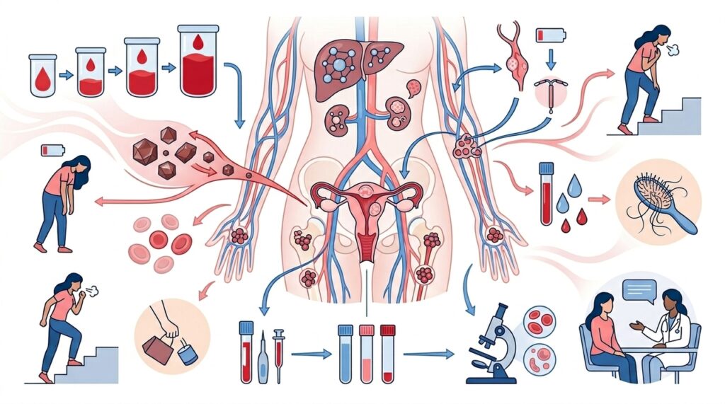 Menstruações intensas são uma das principais causas de deficiência de ferro em mulheres jovens e em idade reprodutiva