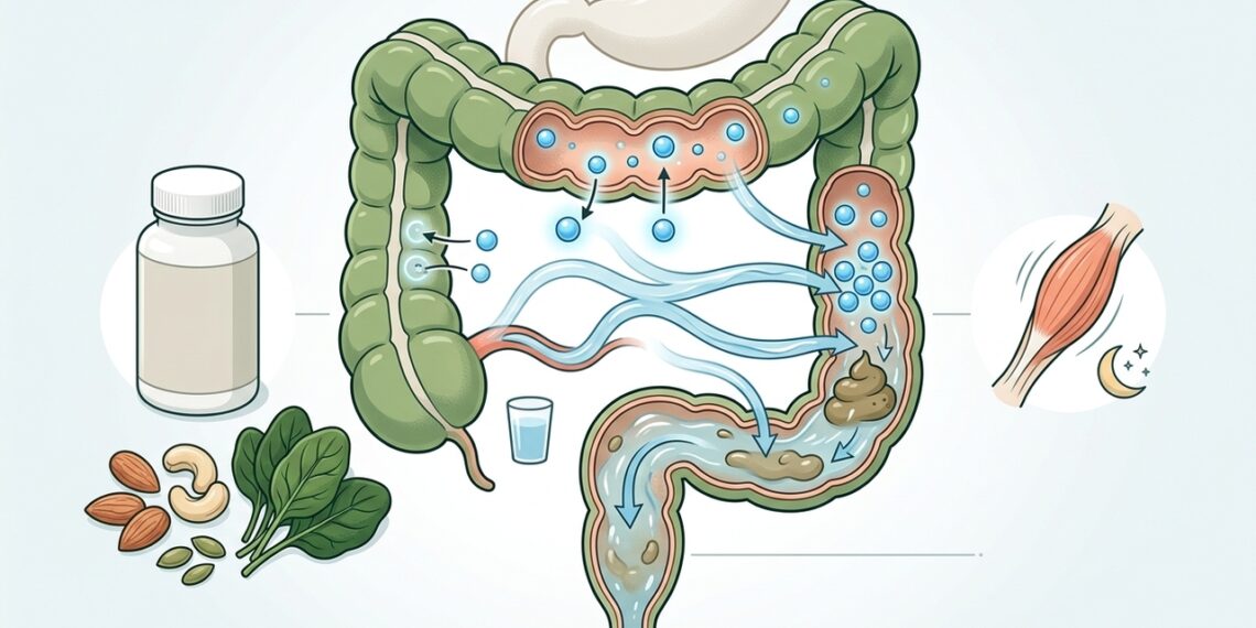 Magnésio para sono e cãibras: o efeito intestinal que muita gente confunde com “detox”