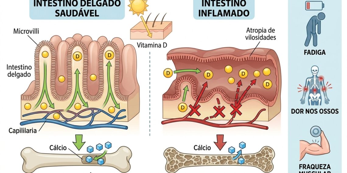 Falta de vitamina D nem sempre é pouco sol: intestino inflamado e má absorção também entram na conta