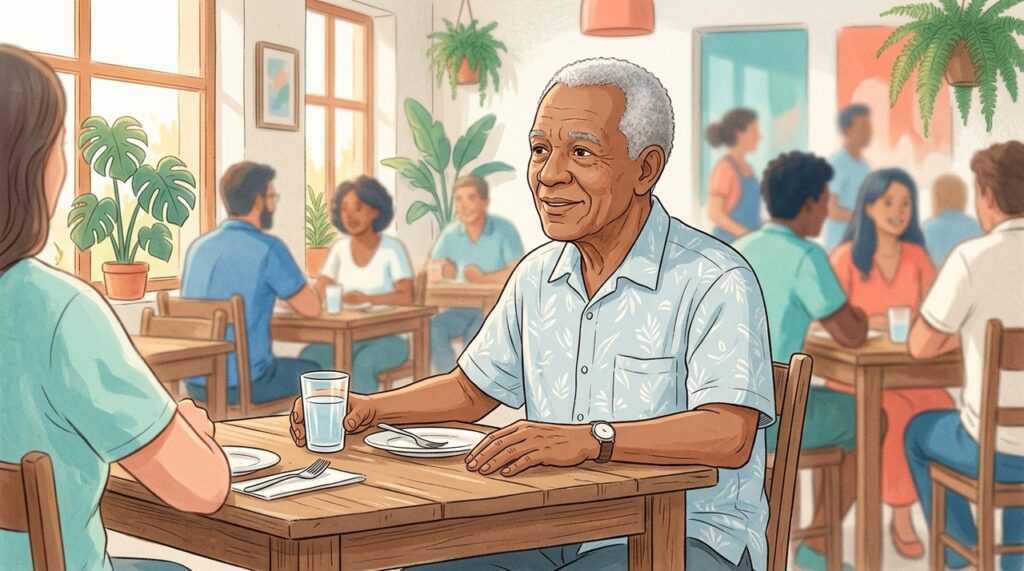 Muitas pessoas a partir dos 60 anos sentem que ouvem pior em ambientes barulhentos. Isso tem a ver com o envelhecimento da audição