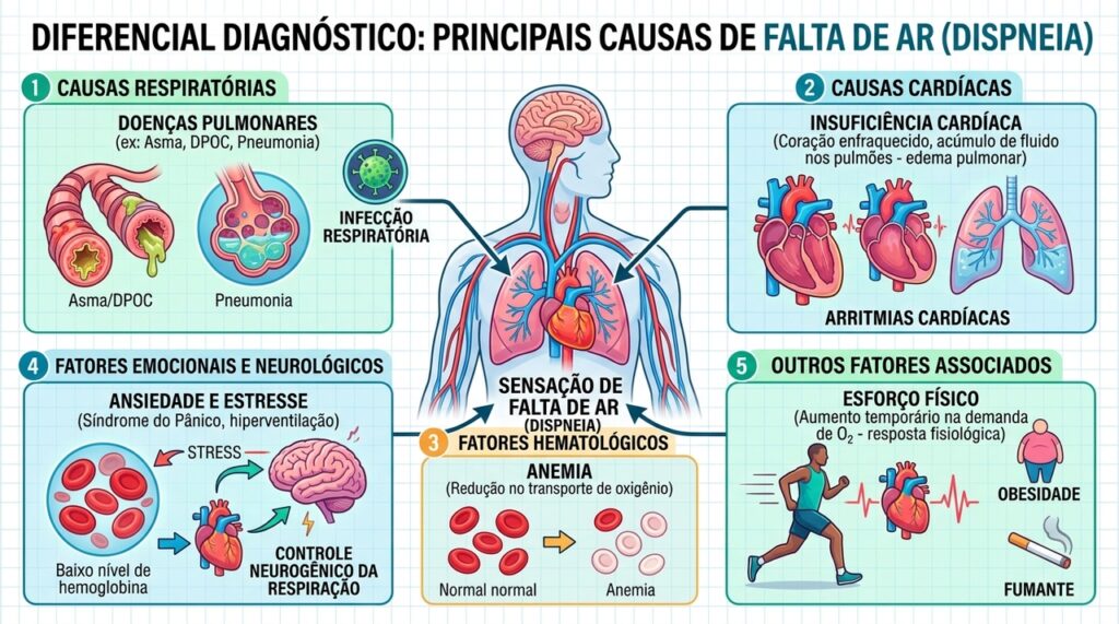 Falta de ar nem sempre é problema no pulmão: pode estar ligada à ansiedade ou à anemia