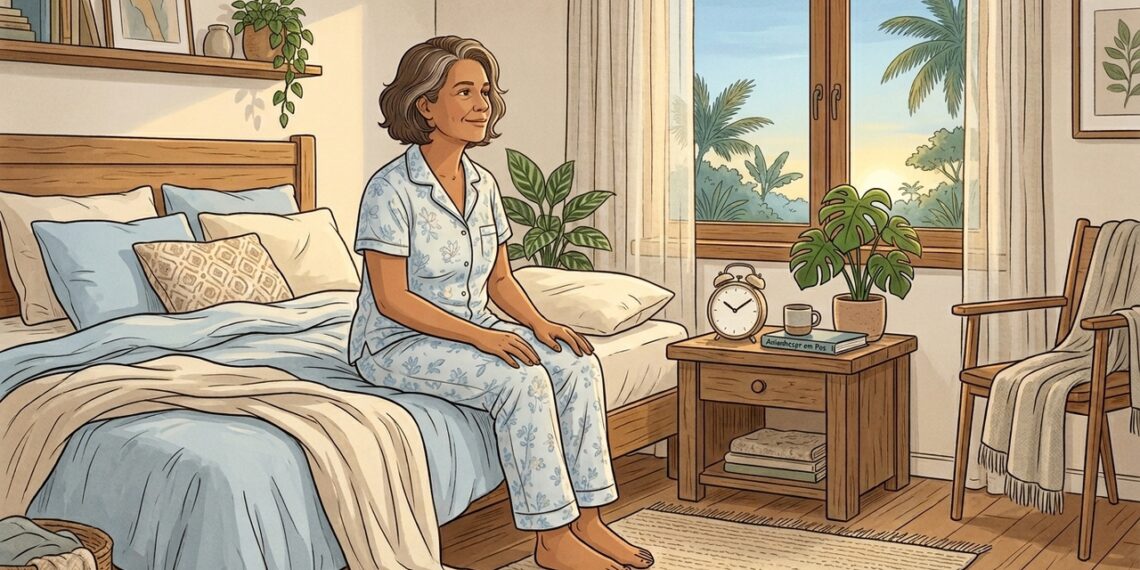 Muitas pessoas a partir dos 45 anos sentem que começam a dormir mais cedo e acordam muito mais cedo. Isso tem a ver com o nosso ritmo circadiano