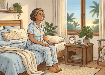 Muitas pessoas a partir dos 45 anos sentem que começam a dormir mais cedo e acordam muito mais cedo. Isso tem a ver com o nosso ritmo circadiano