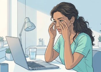 Ter olhos cansados e visão embaçada ao final do dia com frequência pode ser um dos primeiros sinais da síndrome do olho seco