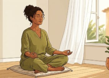 A meditação deve durar pelo menos 10 minutos por dia, e depois disso deve-se manter alguns minutos em silêncio