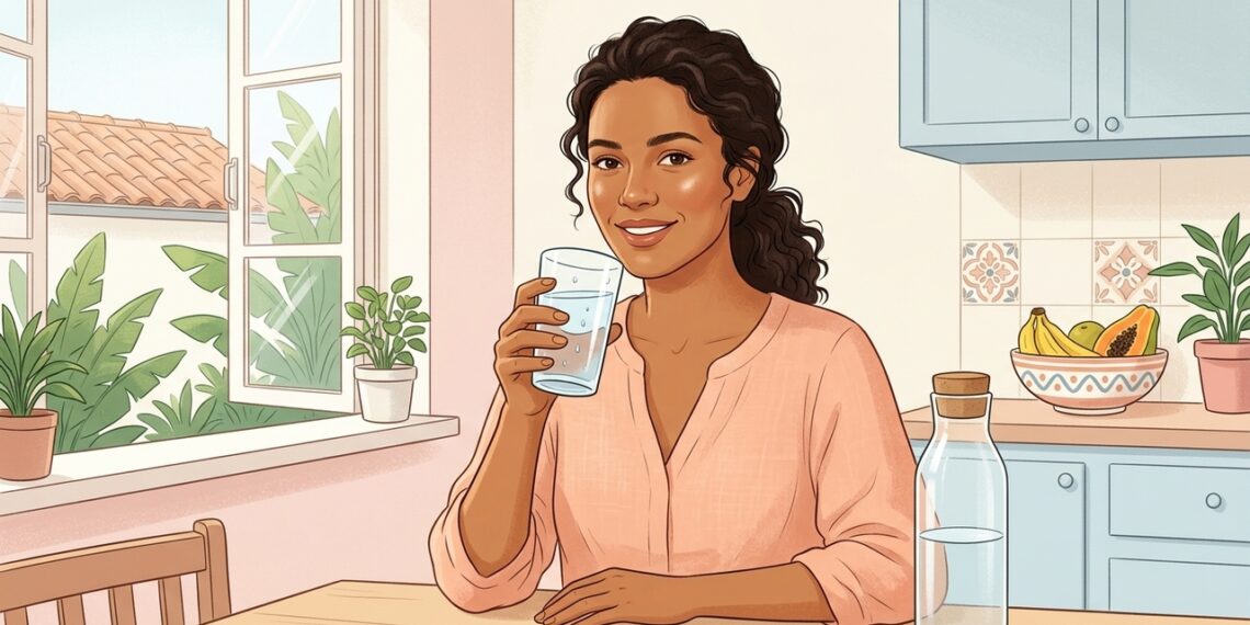 Uma forma simples de cuidar da saúde da pele é beber água ao longo do dia