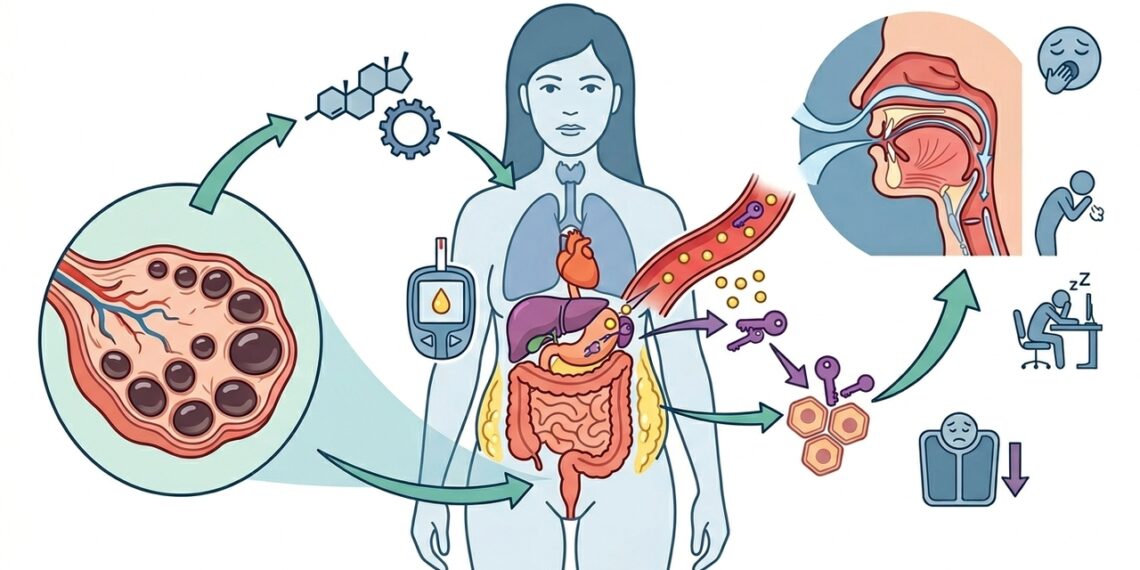 Mulheres com SOP e sono ruim: o elo pouco comentado entre apneia, peso e resistência à insulina