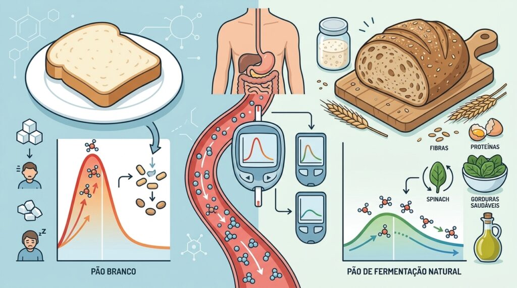 O que acontece com o açúcar no sangue quando você come pão de fermentação natural regularmente?