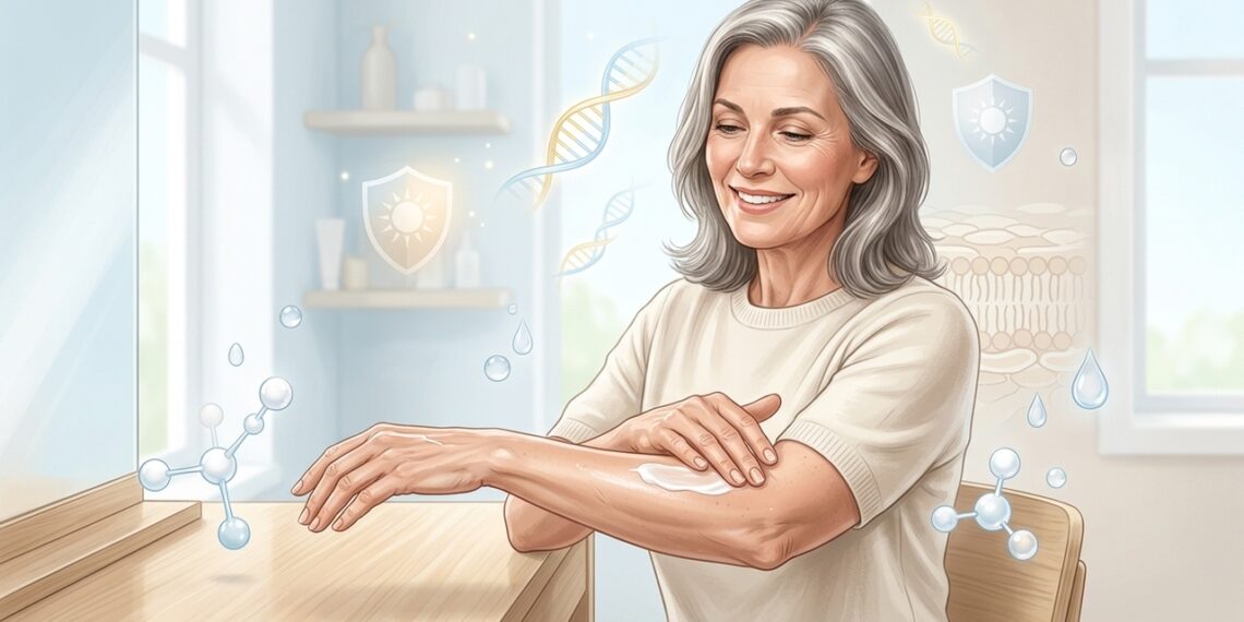 Muitas pessoas a partir dos 50 anos sentem que a pele fica mais seca e fina. Isso tem a ver com a queda na produção de colágeno