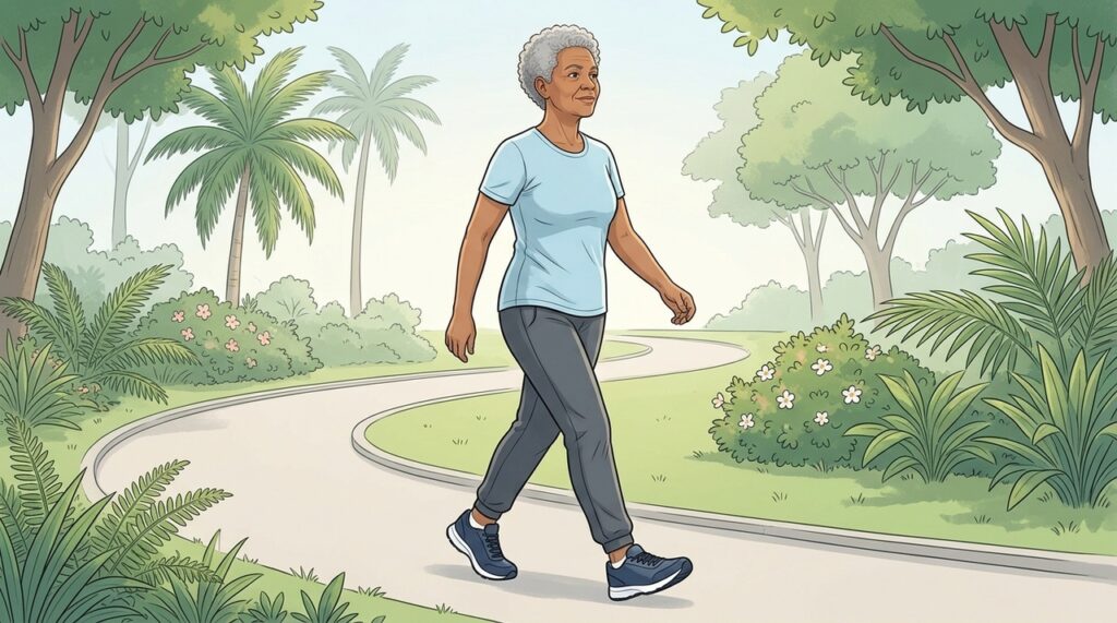 Como melhorar a postura ao caminhar para reduzir o desgaste do quadril após os 50 anos?