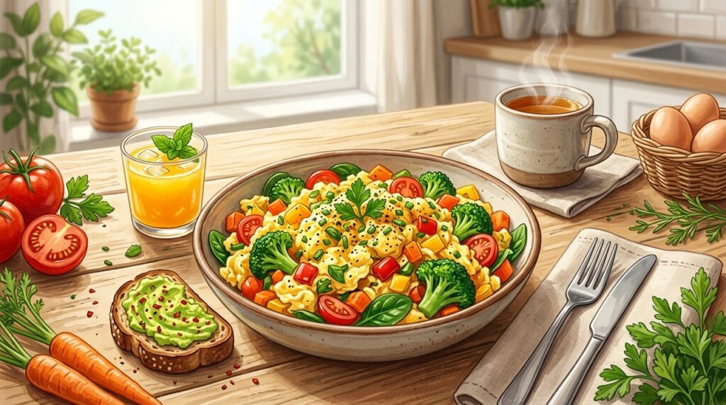 O ovo com legumes é uma refeição simples e completa que faz bem à saúde