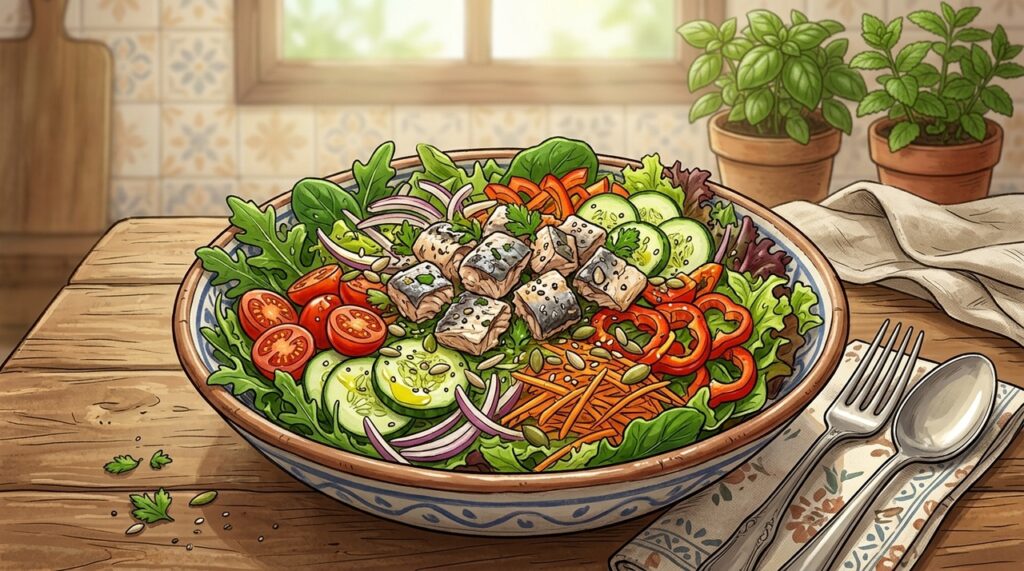 A sardinha com salada é uma refeição barata que faz bem ao coração