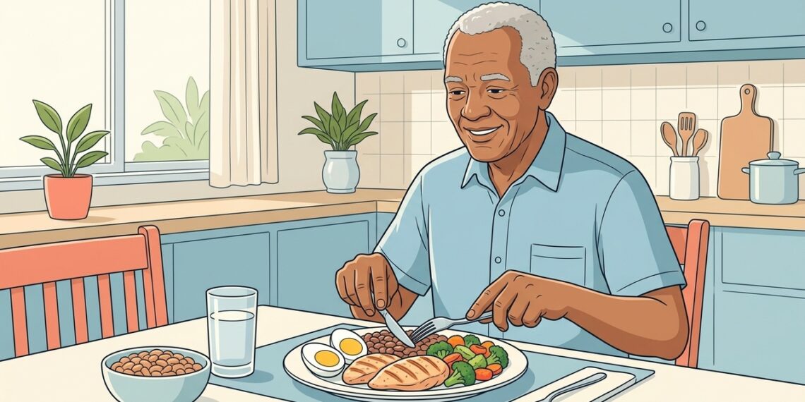 Proteína em cada refeição ajuda a preservar a massa muscular após os 60.
