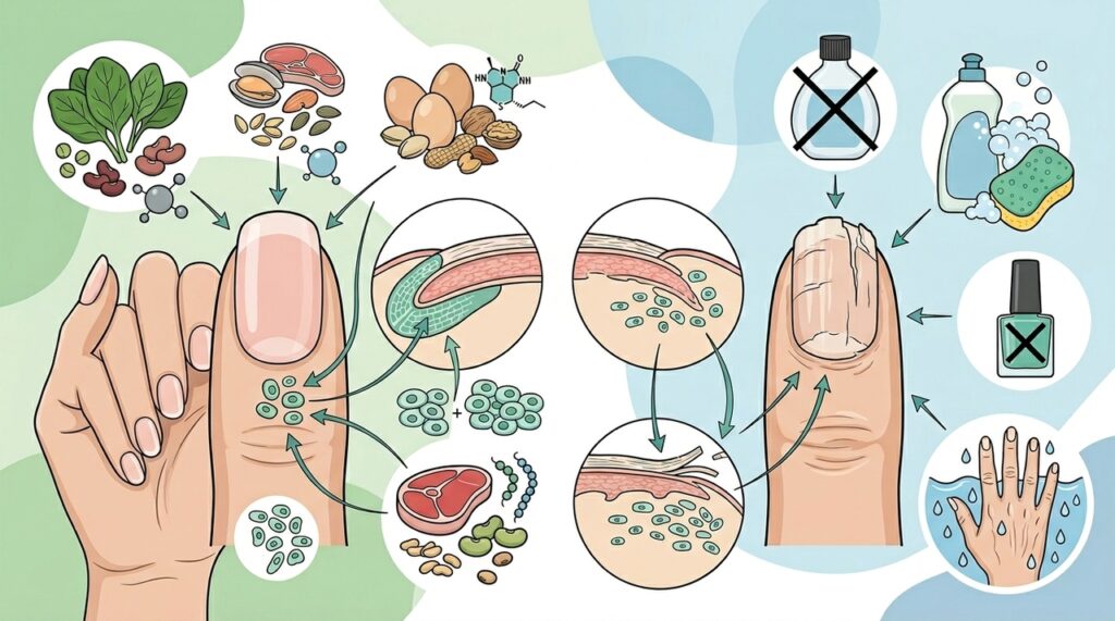 As unhas fracas e quebradiças não se devem apenas à idade, mas também à deficiência de nutrientes e ao contato com produtos químicos