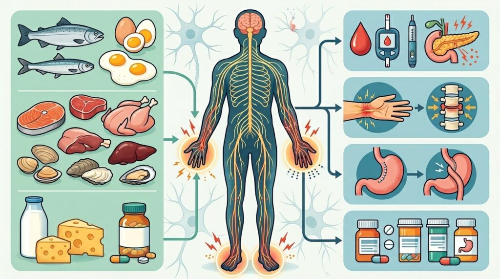 Qual deficiência de vitamina está associada à sensação de formigamento nas extremidades