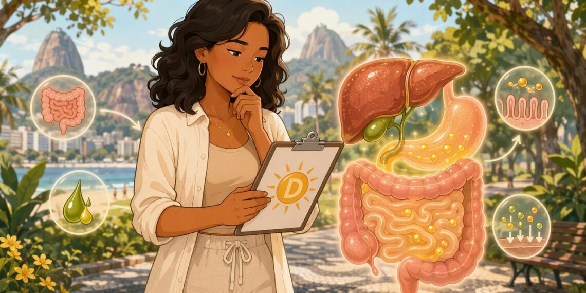 A falta de vitamina D não se deve à falta de sol, mas sim a distúrbios digestivos comuns como inflamação intestinal ou irritação persistente do fígado