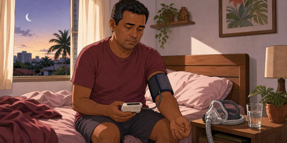 A pressão alta que não cede aos remédios nem sempre é falta de dieta: pode ser causada por apneia obstrutiva do sono não tratada