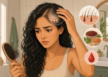 A queda de cabelo nem sempre se deve ao estresse, mas sim à deficiência de ferro e à ferritina baixa que enfraquecem a raiz do fio