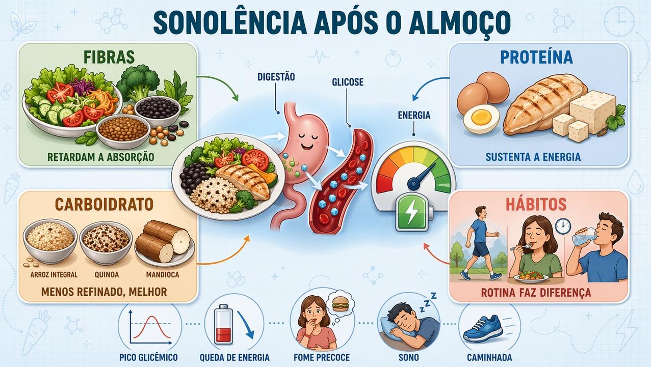 Fibras, proteína, carboidrato menos refinado e hábitos reduzem a moleza da tarde.