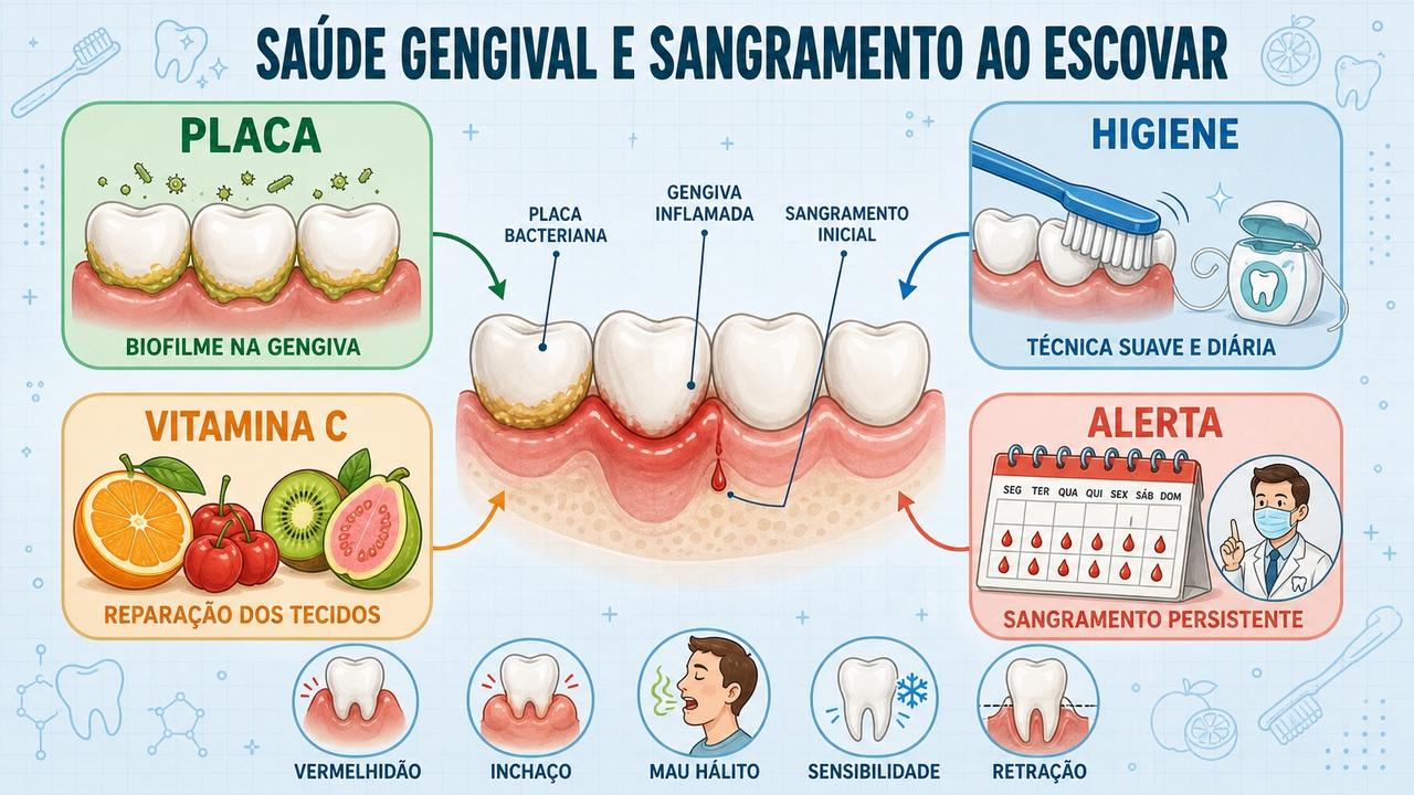 Placa, higiene, vitamina C e alerta clínico resumem os pilares da saúde gengival.