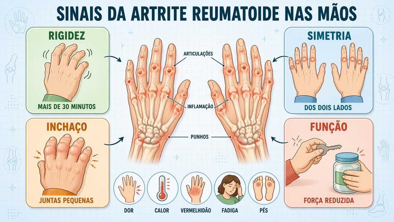 Rigidez, simetria, inchaço e perda de função orientam a avaliação precoce.