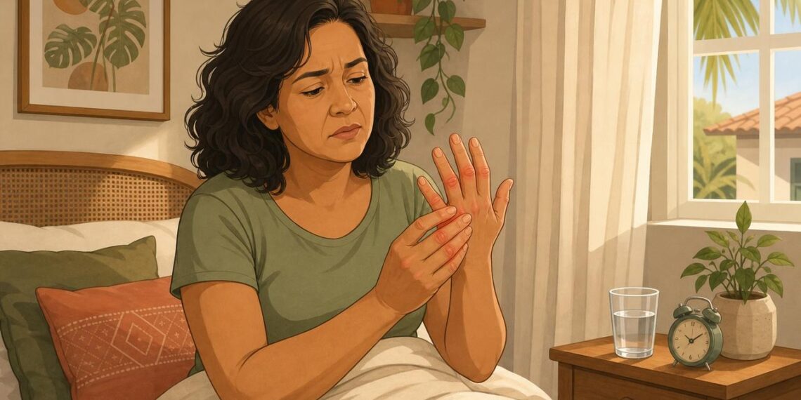 Acordar com os dedos inchados e rígidos pela manhã com frequência pode ser um dos primeiros sinais de artrite reumatoide