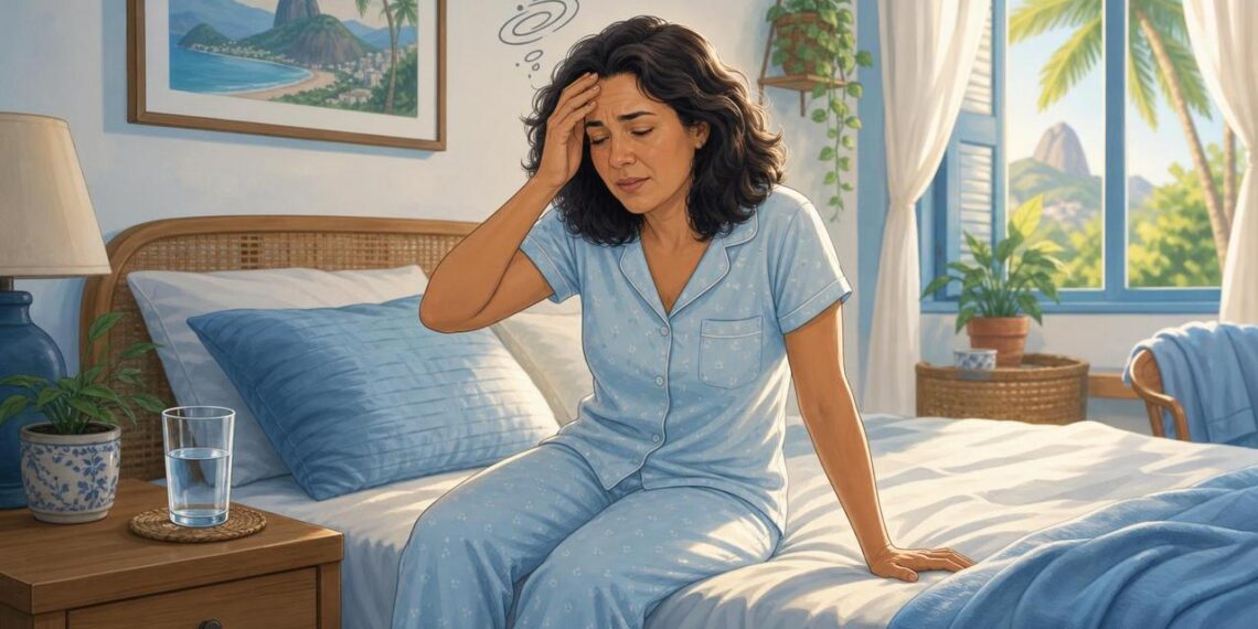 Acordar com tontura ao se levantar da cama pode ser um sinal precoce de hipotensão postural ou desidratação