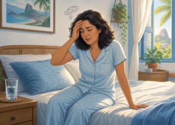 Acordar com tontura ao se levantar da cama pode ser um sinal precoce de hipotensão postural ou desidratação
