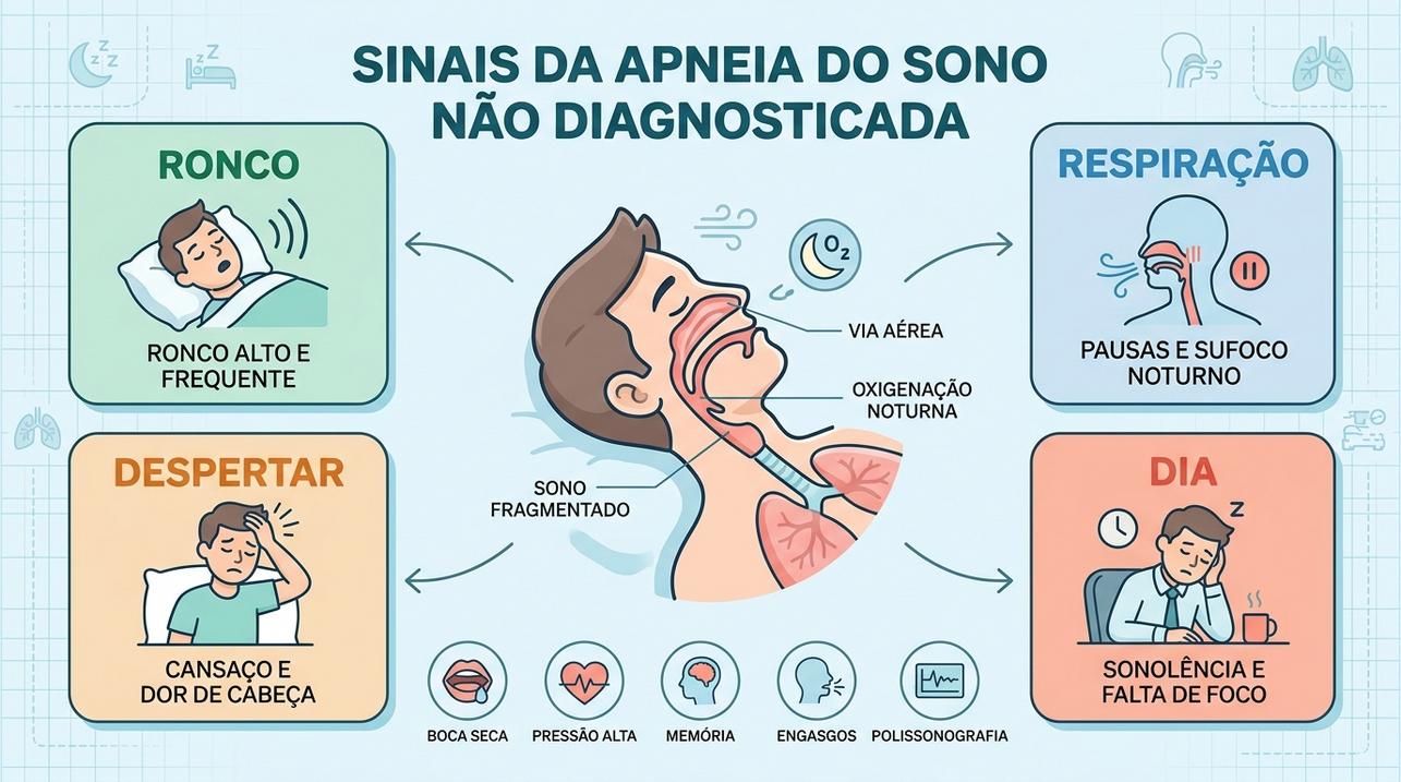 Ronco, pausas respiratórias, despertar ruim e sonolência formam pilares de alerta.