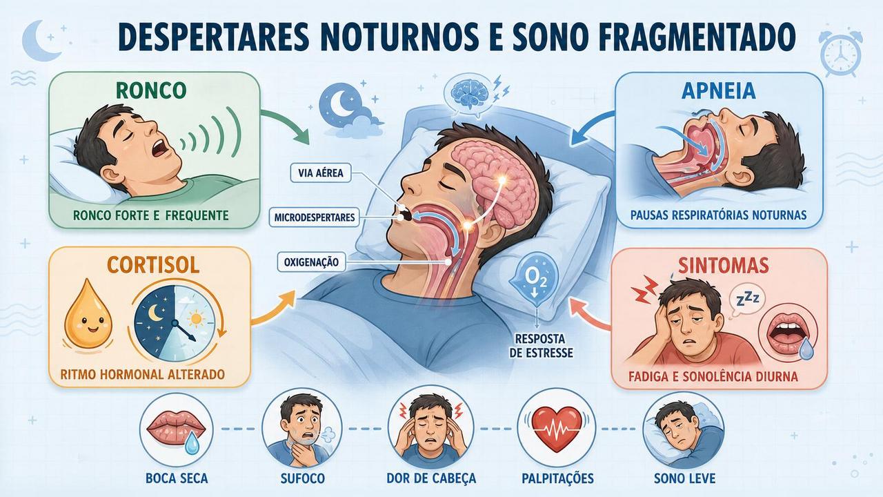 Ronco, apneia, cortisol e sintomas diurnos formam os pilares da investigação.