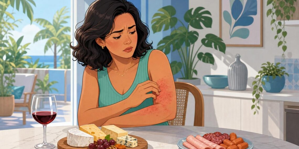 As manchas vermelhas que coçam e aparecem depois de comer nem sempre são alergia simples: podem indicar intolerância à histamina
